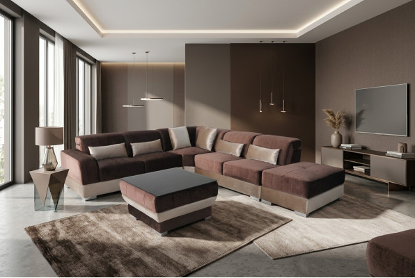 Eck Sofa Polster Couch Sitz Ecke Leder Garnitur Tisch Wohnlandschaft