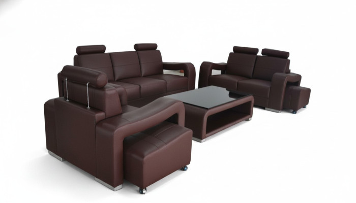 3+2+1 Garnitur Leder Sofa Couch Polster Couchen Sofas Luxus Neu Wohnlandschaft