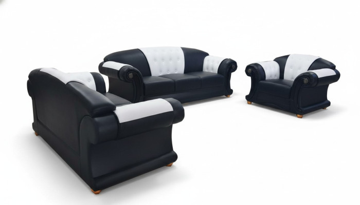 3+2+1 Garnitur Leder Sofa Couch Polster Couchen Sofas Wohnlandschaft Luxus Neu