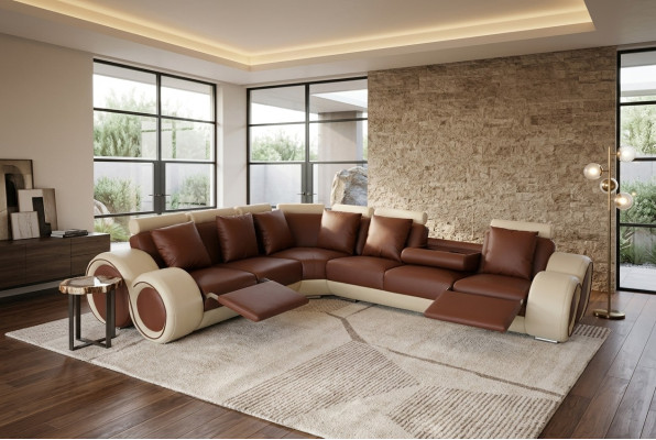 Design Leder Polster XXL Sitz Zimmer Sofa Couch Designer Eck Garnitur
