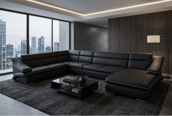 Eck Sofa Leder Couch Eck Garnitur Ecke Landschaft U Form Polster Neu