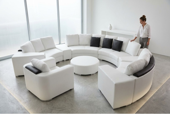 Runde Eck Sofa Couch Polster XXL Big Rund Couchen Wohnlandschaft Sessel Puff