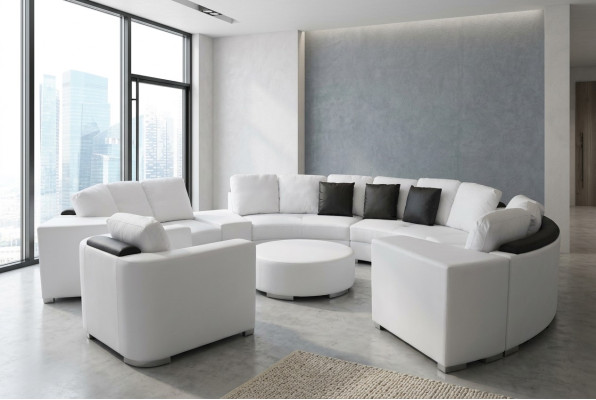 Runde Eck Sofa Couch Polster XXL Big Rund Couchen Wohnlandschaft Sessel Puff