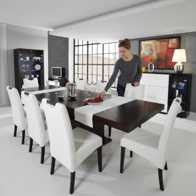 Komplett Set Esstisch + 8 Stühle Esszimmer Set Ess Gruppe Holz Tisch