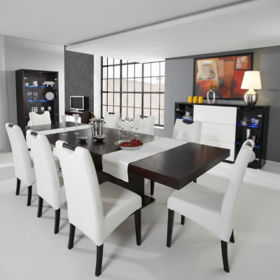 Komplett Set Esstisch + 8 Stühle Esszimmer Set Ess Gruppe Holz Tisch