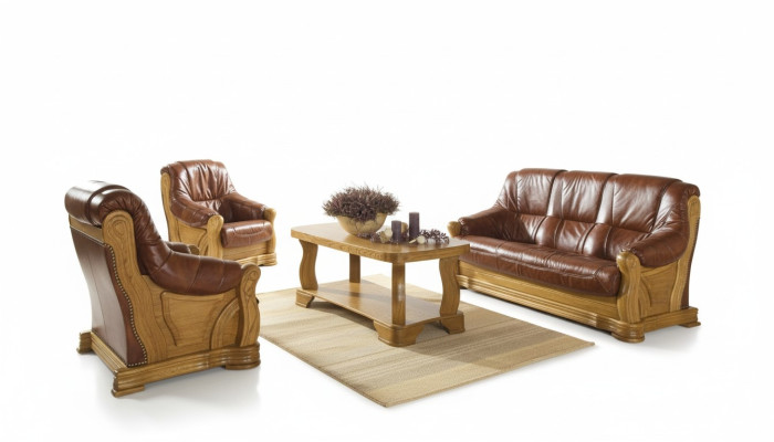 Antik Stil Ledersofa Couch Sofagarnitur 3+1+1 Sitzer Italienisches Leder Polster