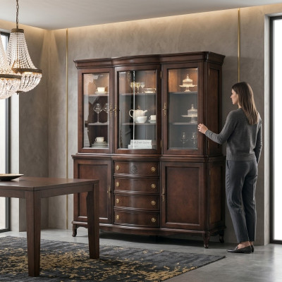 Wandschrank Edle Anrichte Holz Barock Stil Buffet Vitrine Schrank Neu