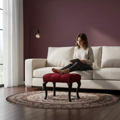 Hocker Roma Designer Luxus Hocker Polster Sitz Textil Relax Beistell Sofa Neu