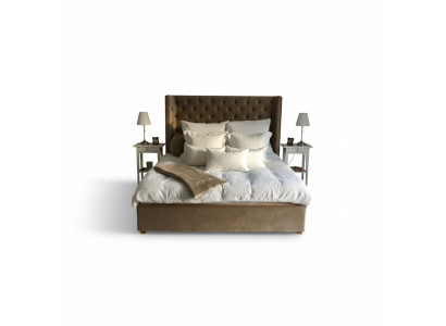 Chesterfield Bett Polster Doppel Hotel Betten Schlafzimmer 140x200cm Braun Neu