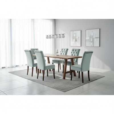 Design Esszimmer Tisch 4 Chesterfield Lehnstühle Esszimmer 5tlg. Garnitur