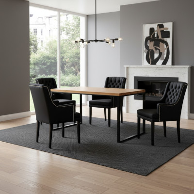 Esszimmer Tisch + 4 Chesterfield Stühle Luxus Esszimmer Gruppe 5tlg. Set