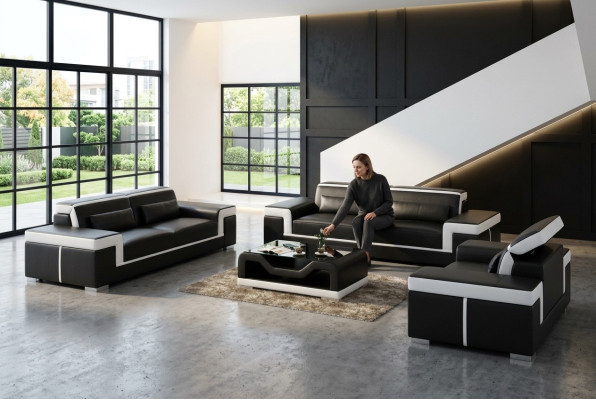 Design Leder Sofa Couch Polster Sofas Couchen Dreisitzer 3er Wohnzimmer Sitz Neu