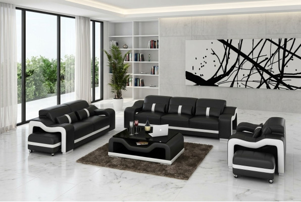Design Sofagarnitur Couch Polster Sofas Leder Modern 3+2 Sitzer Komplett Set Neu