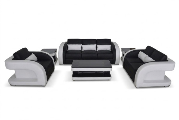 XXL Leder Wohnlandschaft Garnitur Design Modern Sofa + USB Garnituren 3+2+1 Neu