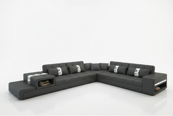 Ecksofa mit USB Couch Sofa Wohnlandschaft Sitz Eck Garnitur Leder Textil Peterso