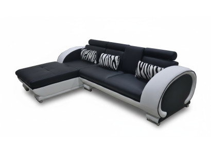 Eck Sofa Leder + USB Eck Garnitur Wohn Ecke Landschaft L Form Polster Neu Design