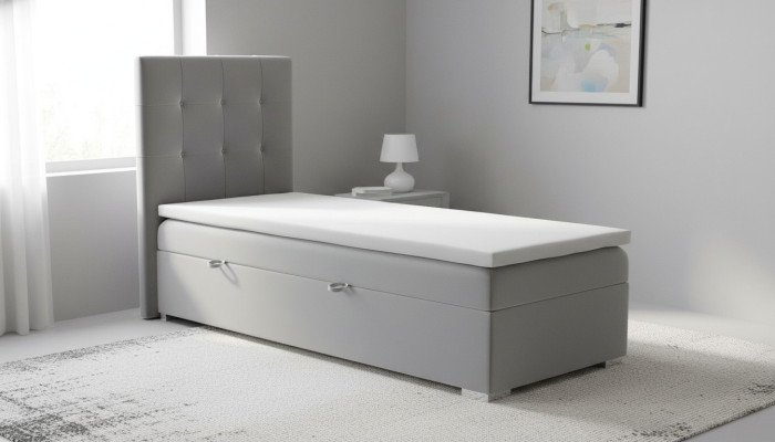 Luxus Boxspring Bett Hotel Betten Polster Funktion Bettkasten 90x200cm Grau Neu