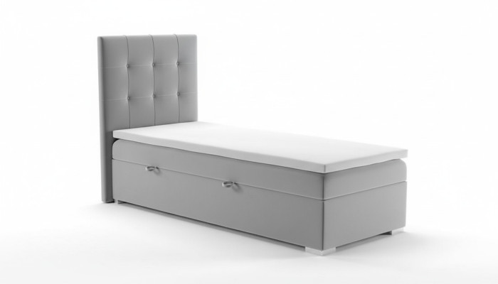 Luxus Boxspring Bett Hotel Betten Polster Funktion Bettkasten 90x200cm Grau Neu