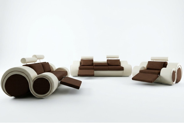 Designer Sofagarnitur 3+2+1 mit USB Polster Sofa Garnituren Braune Couch Set