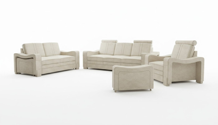 Sofagarnitur Textil Polster Sofa mit USB Garnitur Stoffsofa 3+2+1 Wohnlandschaft