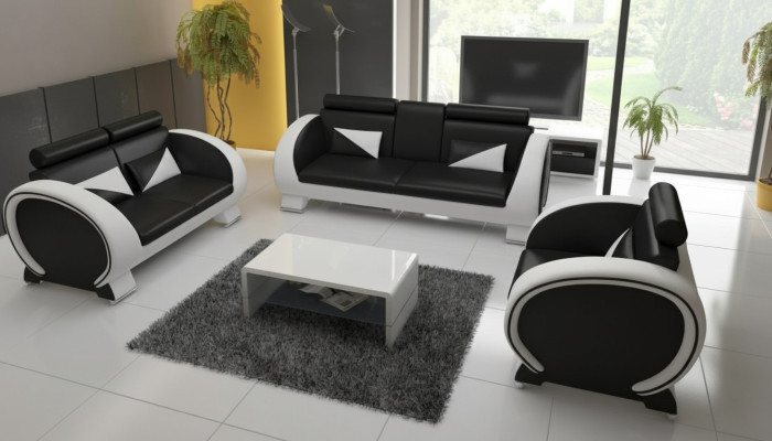 LEDERSOFA USB DESIGN GARNITUR 3+1 Massfertigung POLSTERGARNITUR POLSTER SOFA NEU