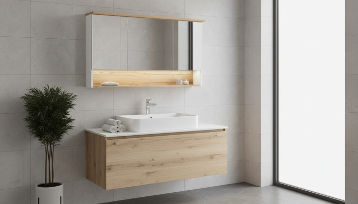 Spiegelschrank Wandschrank Badezimmerschrank mit Spiegel 120 cm LED