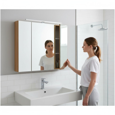 Spiegelschrank Wandschrank Badezimmerschrank mit Spiegel 80 cm Deko LED