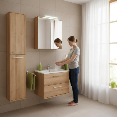 Design Badezimmer Möbel Bad 3 tlg. Deko Set Garnitur Schrank Waschbecken