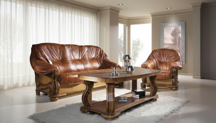 Garnitur 3+1 Sitzer Couch Sitz Polster Garnituren Set 100% Italienisches Leder