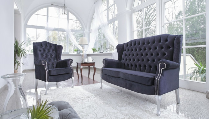 Klassische Chesterfield Sofagarnitur 3+2+2 Sitzer Sofa Couch Polster Samt Neu