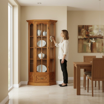 Klassische Schrank Anrichte Vitrine Kommode Vitrinen Glasschrank