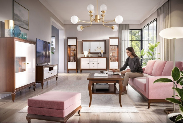 Wohnzimmer Set Vitrine Kommode Spiegel Wohnwände Kommoden Design