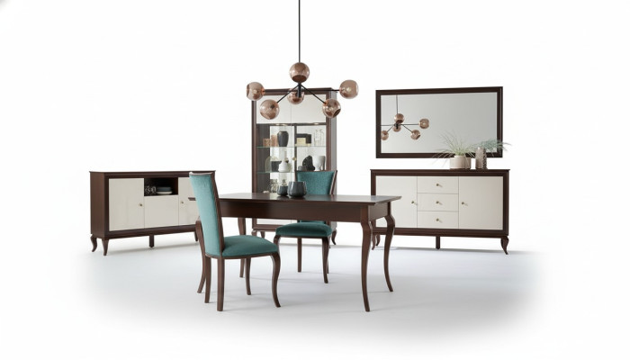 Komplett Set Esstisch + 6 Stühle Esszimmer Set Deko Ess Gruppe Holz Tisch