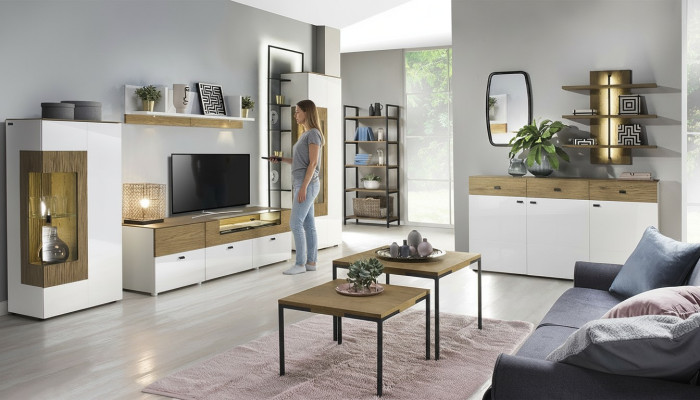 Set Modern Wohnwand Vitrinen RTV Schrank Wohnzimmer Barock Stil