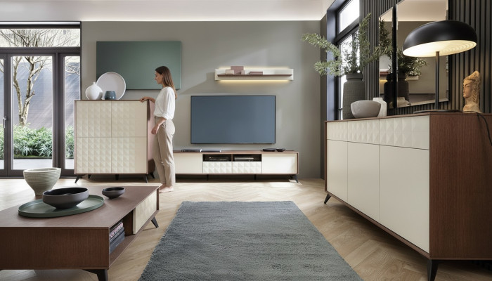 Set Modern Wohnwand Kommode RTV Wohnzimmer Tisch Wohnwände