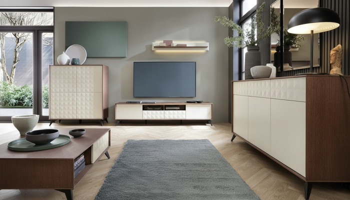 Set Modern Wohnwand Kommode RTV Wohnzimmer Tisch Wohnwände