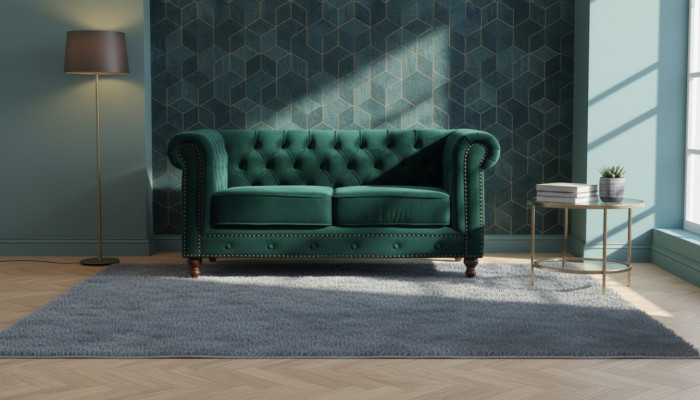 Britischer Chesterfield Grüner Dreisitzer Couch - Luxus Leder Möbel 