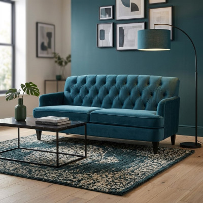 Türkis Royaler Dreisitzer Designer Luxus Wohnzimmer Sofa 3-er Couch