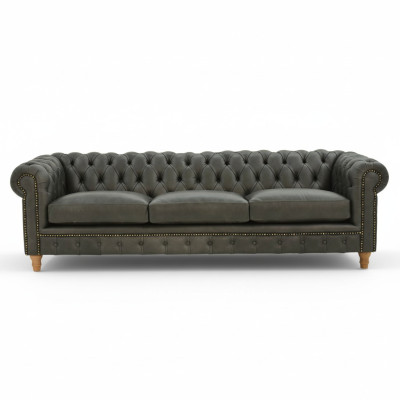 Design Leder Sofa Couch - Chesterfield Polster Dreisitzer 240cm Neu