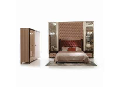 Bett 2x Nachttisch 3 tlg. Schlafzimmer Set Design Modern Luxus