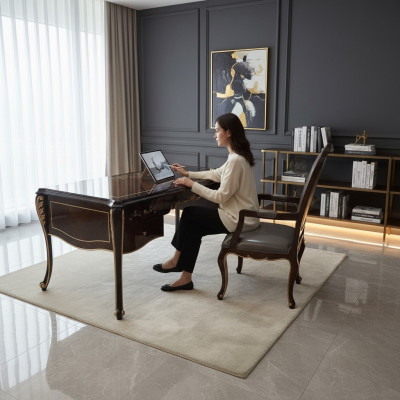 Einrichtung Arbeitszimmer Büro Möbel Tisch Sessel 2tlg Set Garnitur Schreibtisch