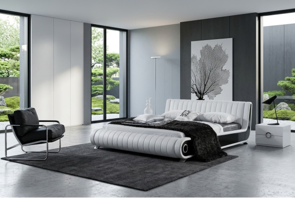 Designer Bett Ehebett Polsterbett Schlafzimmer Lederbett Neu Betten