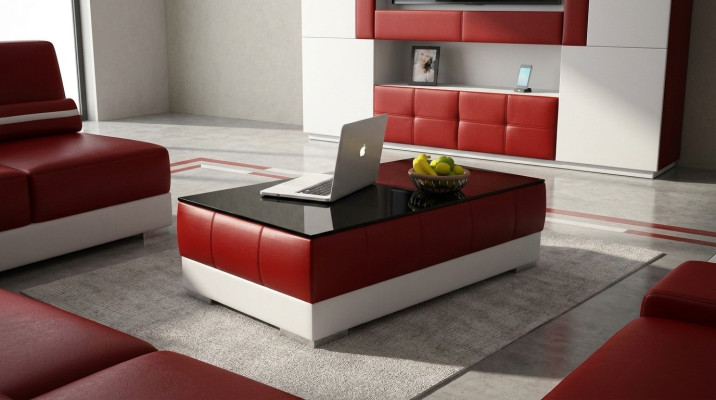 Sofatisch Design Wohnzimmer Leder Kaffee Glas Couch Polster Dekor Beistell