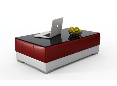 Sofatisch Design Wohnzimmer Leder Kaffee Glas Couch Polster Dekor Beistell