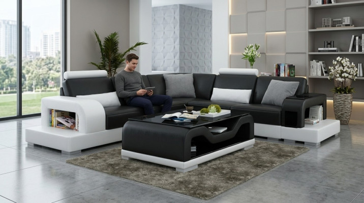 Schwarzer Couchtisch Glastisch Sofa Beistell Moderner Tisch Gepolsterte