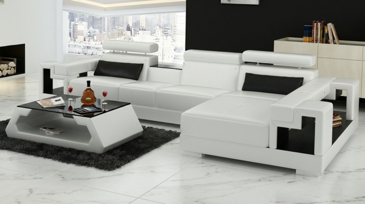 L Form Sofa Couch Polster Garnitur Wohnlandschaft Design Ecksofa Leder