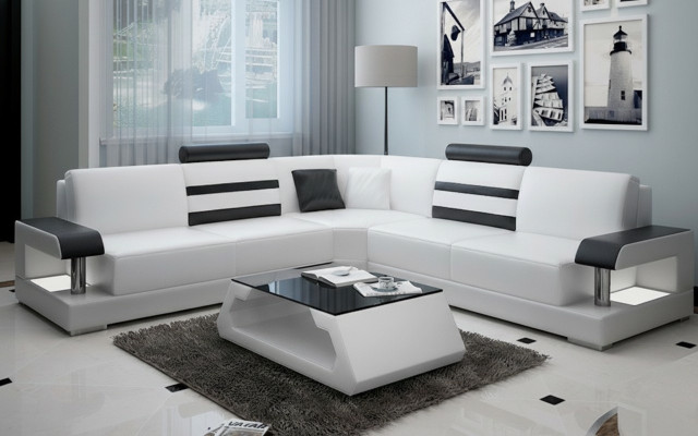 Ecksofa Leder Sofa Couch Polster Eck Sitz Wohnlandschaft Garnitur L Form