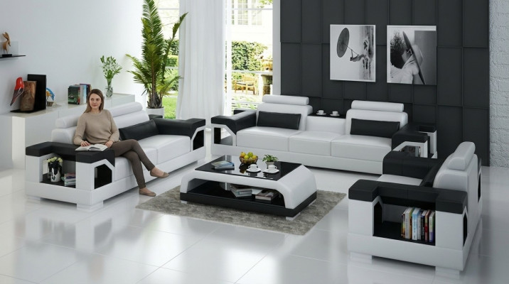 Leder Polster Couchen Sofa Luxuriöse Sofagarnitur Wohnzimmer 3+2 Set