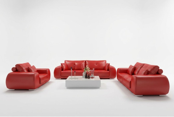 Sofagarnitur Ledersofa Couch Garnituren Design Modern Sofa 3+1+1 Sitzer