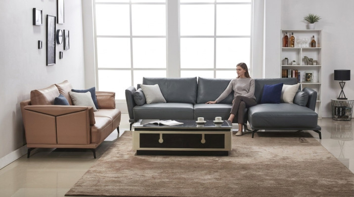 Designer Sofa Couch Garnitur Ecksofa mit Hocker Polster Wohnlandschaft